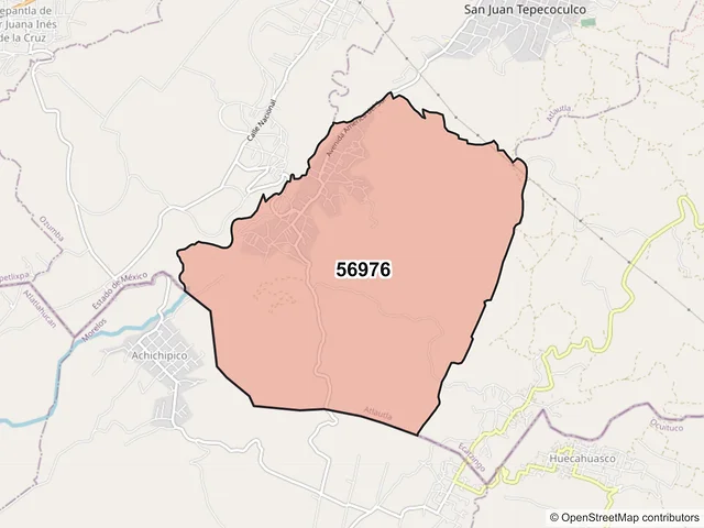 Mapa del código postal 56976, Atlautla, México