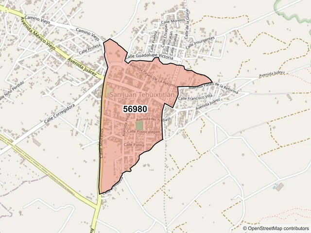 Mapa del código postal 56980, Atlautla, México