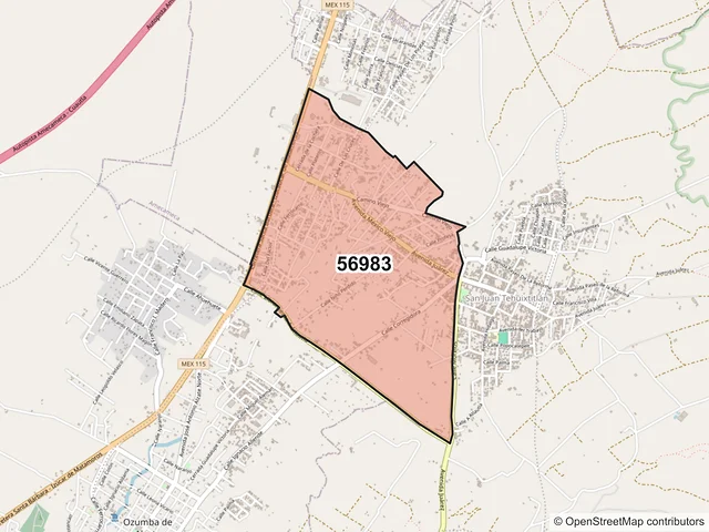 Mapa del código postal 56983, Atlautla, México