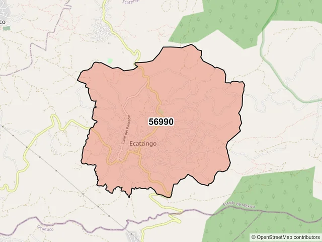 Mapa del código postal 56990, Ecatzingo, México
