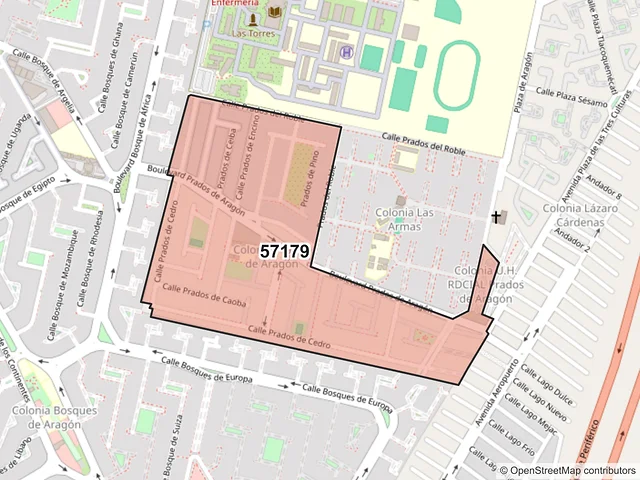 Mapa del código postal 57179, Nezahualcóyotl, México