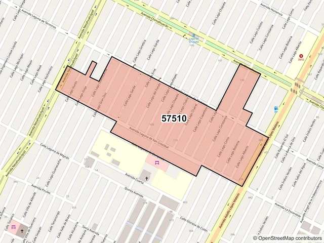 Mapa del código postal 57510, Nezahualcóyotl, México