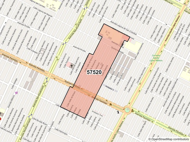 Mapa del código postal 57520, Nezahualcóyotl, México