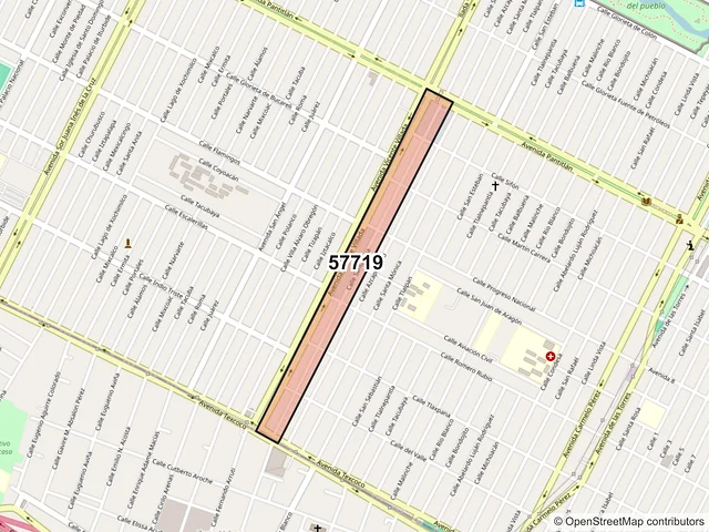 Mapa del código postal 57719, Nezahualcóyotl, México