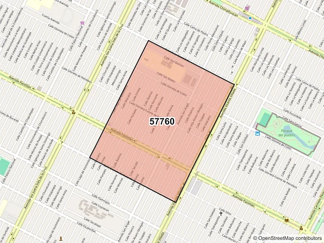 Mapa del código postal 57760, Nezahualcóyotl, México