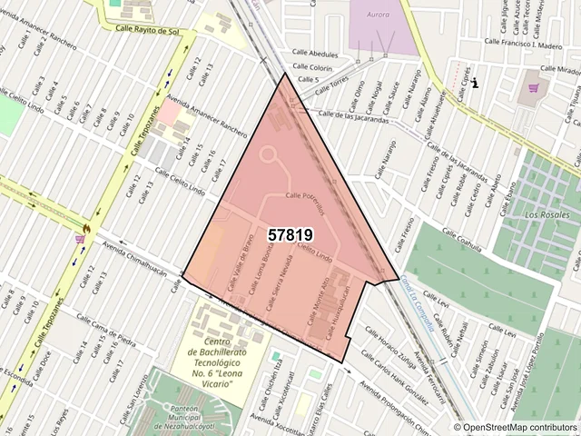 Mapa del código postal 57819, Nezahualcóyotl, México