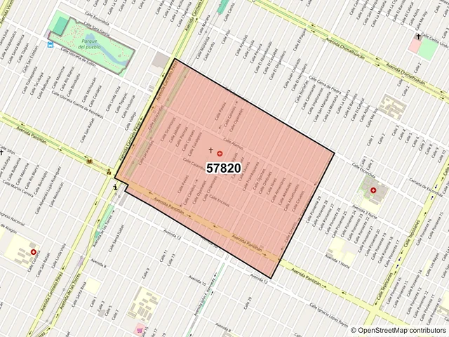 Mapa del código postal 57820, Nezahualcóyotl, México