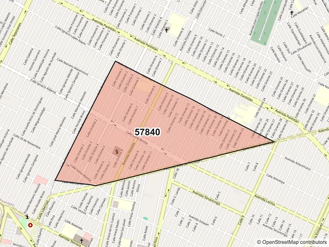 Mapa del código postal 57840, Nezahualcóyotl, México