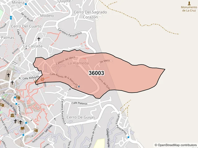 Mapa del código postal 36003, Guanajuato, Guanajuato