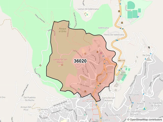 Mapa del código postal 36020, Guanajuato, Guanajuato