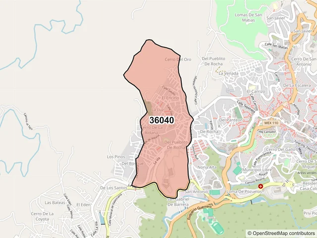 Mapa del código postal 36040, Guanajuato, Guanajuato