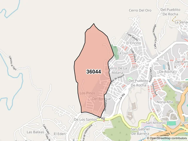 Mapa del código postal 36044, Guanajuato, Guanajuato