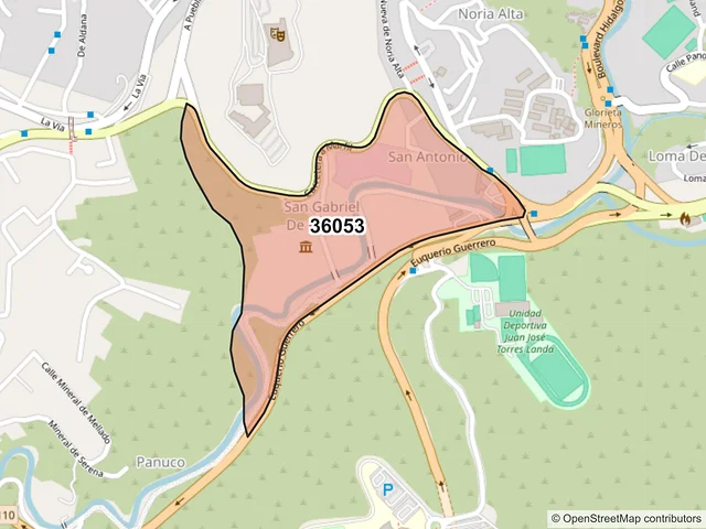 Mapa del código postal 36053, Guanajuato, Guanajuato
