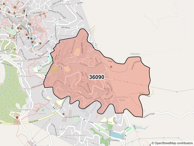 Mapa del código postal 36090, Guanajuato, Guanajuato