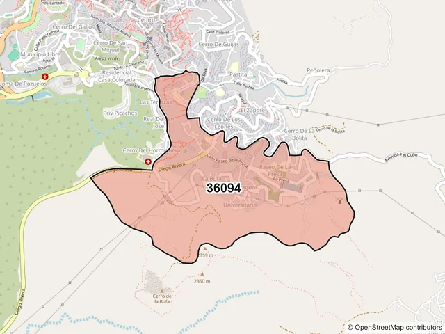 Mapa del código postal 36094, Guanajuato, Guanajuato