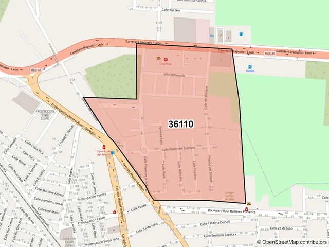 Mapa del código postal 36110, Silao de la Victoria, Guanajuato