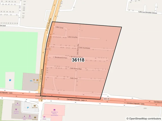 Mapa del código postal 36118, Silao de la Victoria, Guanajuato