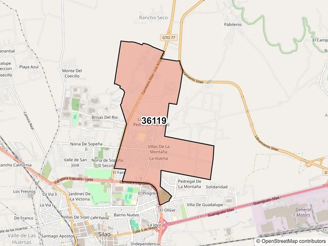 Mapa del código postal 36119, Silao de la Victoria, Guanajuato