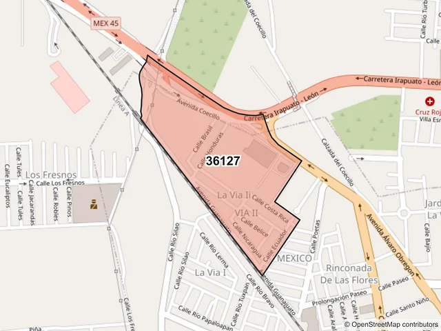 Mapa del código postal 36127, Silao de la Victoria, Guanajuato