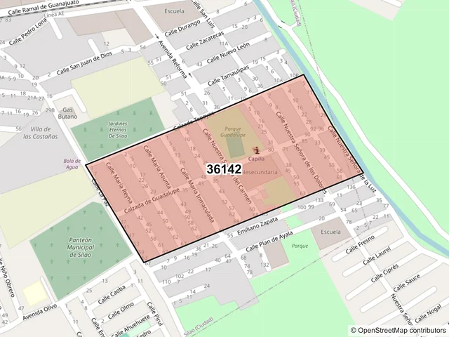 Mapa del código postal 36142, Silao de la Victoria, Guanajuato