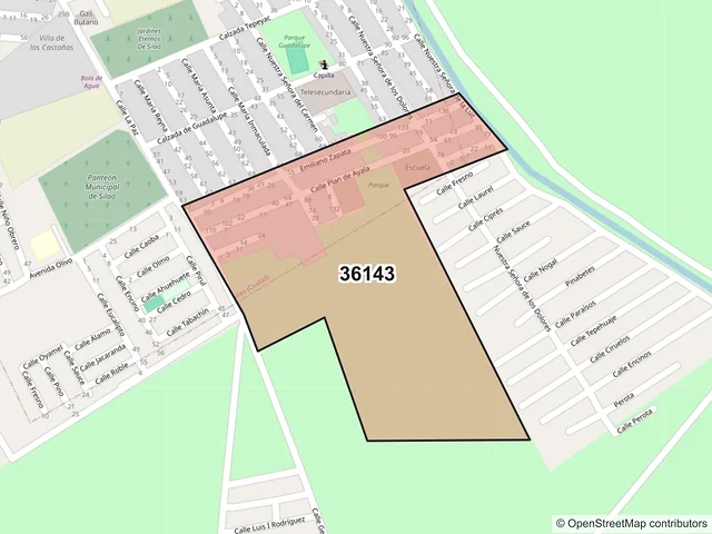 Mapa del código postal 36143, Silao de la Victoria, Guanajuato