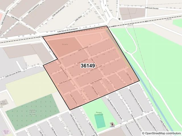 Mapa del código postal 36149, Silao de la Victoria, Guanajuato