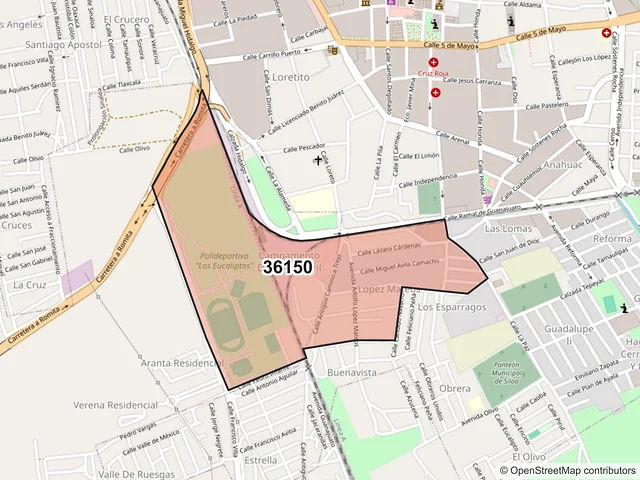 Mapa del código postal 36150, Silao de la Victoria, Guanajuato