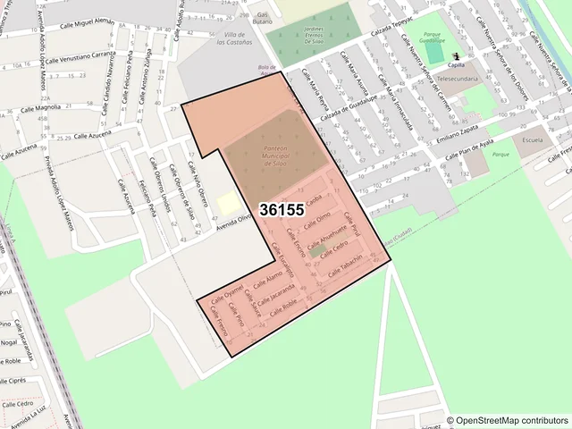 Mapa del código postal 36155, Silao de la Victoria, Guanajuato