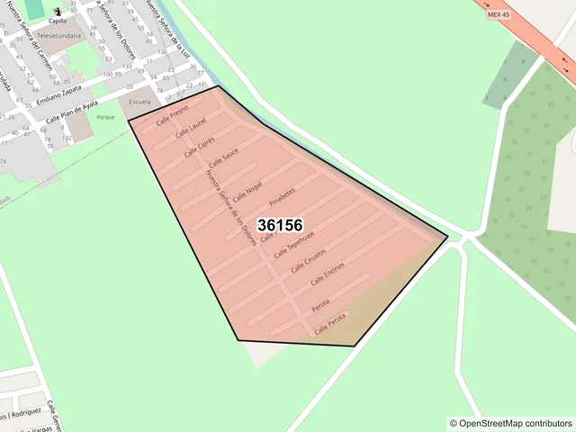Mapa del código postal 36156, Silao de la Victoria, Guanajuato