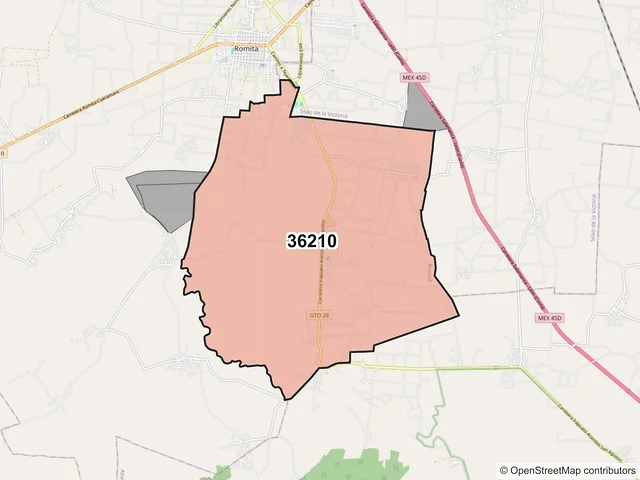 Mapa del código postal 36210, Romita, Guanajuato