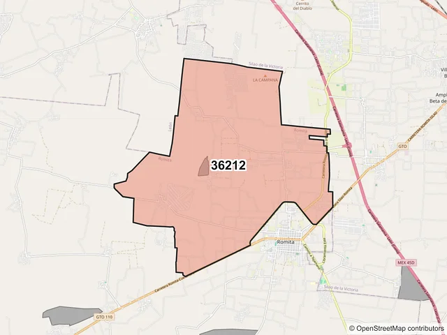 Mapa del código postal 36212, Romita, Guanajuato