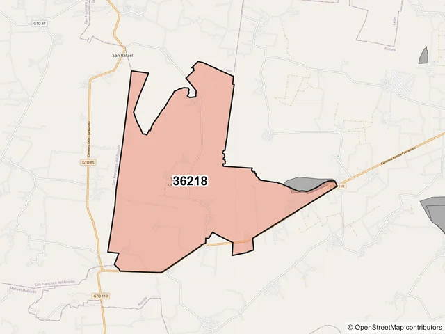 Mapa del código postal 36218, Romita, Guanajuato