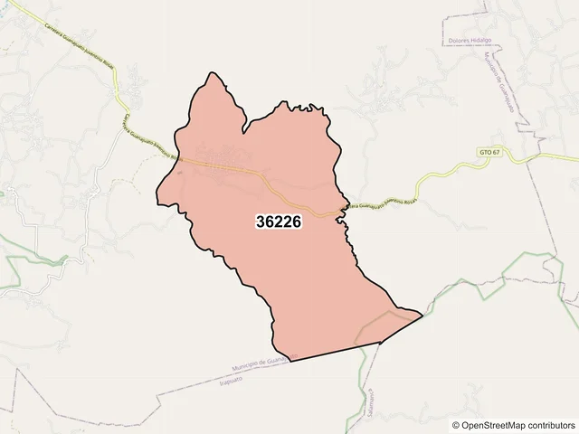 Mapa del código postal 36226, Guanajuato, Guanajuato