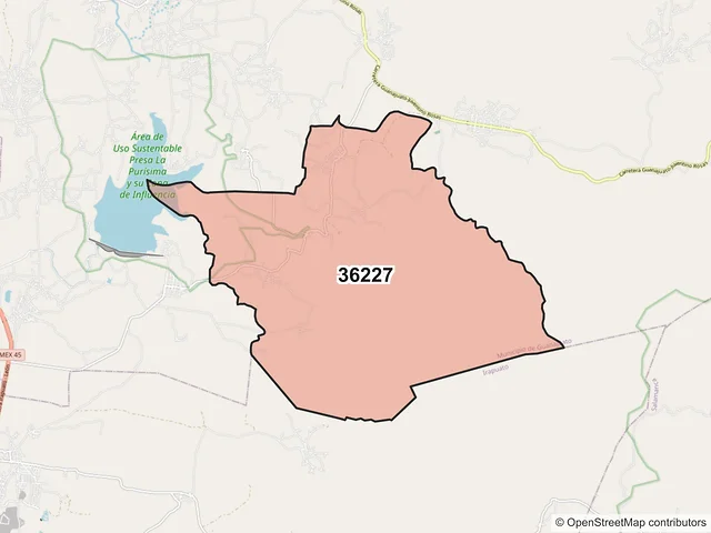 Mapa del código postal 36227, Guanajuato, Guanajuato
