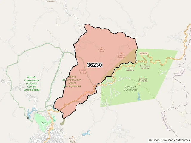 Mapa del código postal 36230, Guanajuato, Guanajuato