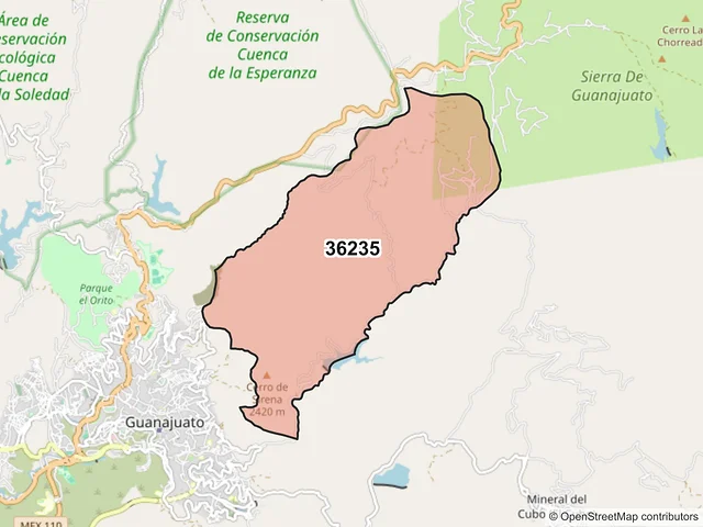 Mapa del código postal 36235, Guanajuato, Guanajuato