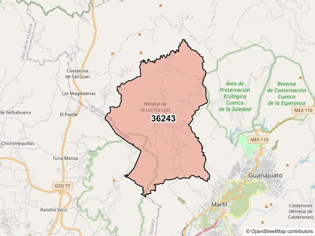 Mapa del código postal 36243, Guanajuato, Guanajuato