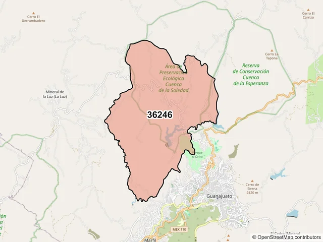 Mapa del código postal 36246, Guanajuato, Guanajuato