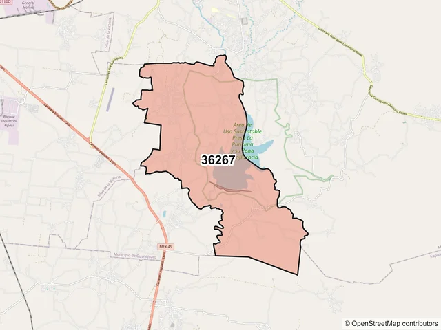 Mapa del código postal 36267, Guanajuato, Guanajuato