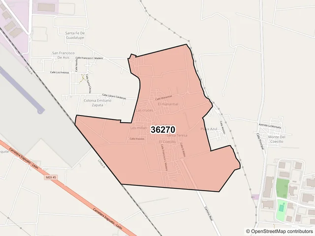 Mapa del código postal 36270, Silao de la Victoria, Guanajuato