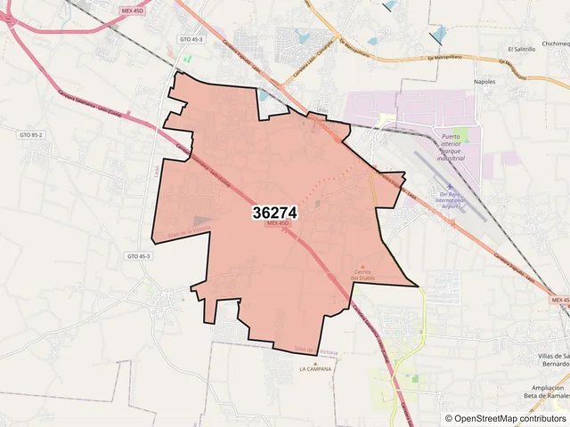 Mapa del código postal 36274, Silao de la Victoria, Guanajuato