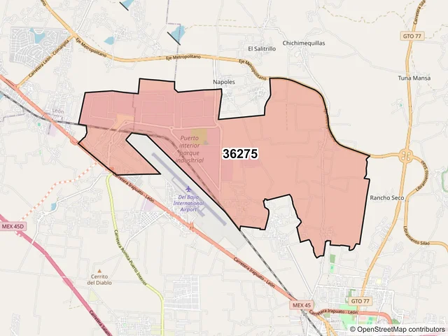 Mapa del código postal 36275, Silao de la Victoria, Guanajuato