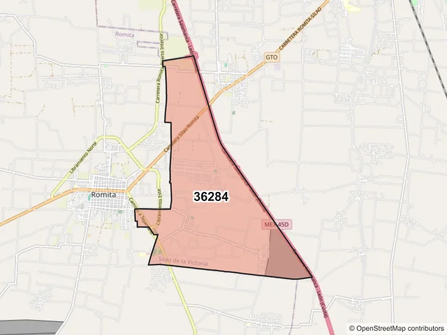 Mapa del código postal 36284, Silao de la Victoria, Guanajuato