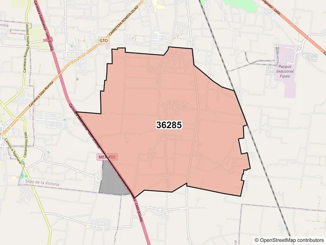 Mapa del código postal 36285, Silao de la Victoria, Guanajuato