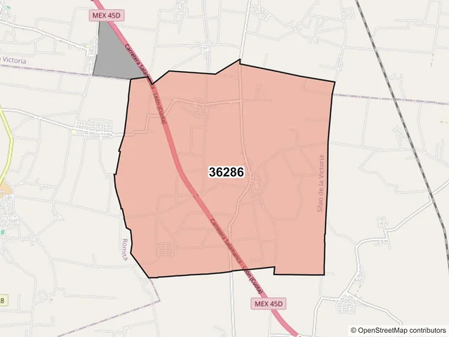 Mapa del código postal 36286, Silao de la Victoria, Guanajuato