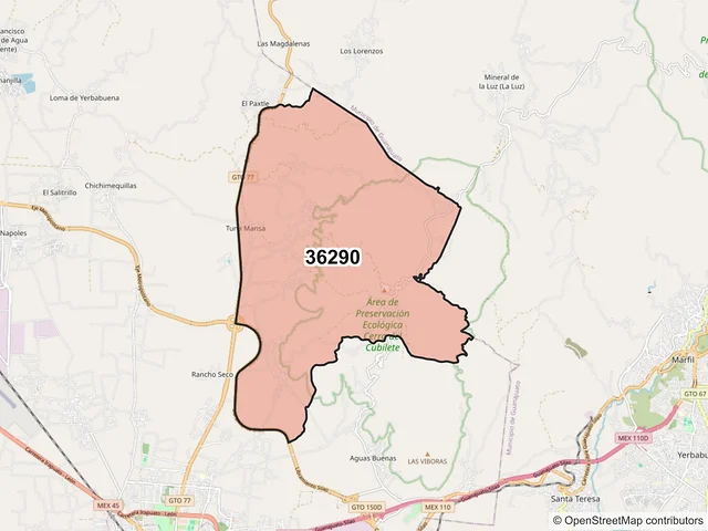 Mapa del código postal 36290, Silao de la Victoria, Guanajuato