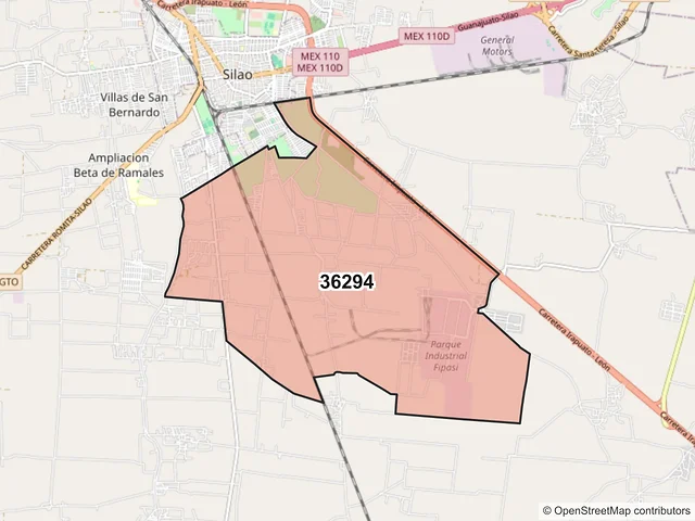 Mapa del código postal 36294, Silao de la Victoria, Guanajuato