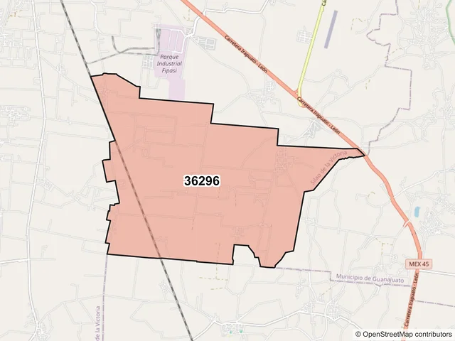 Mapa del código postal 36296, Silao de la Victoria, Guanajuato