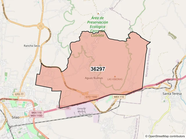 Mapa del código postal 36297, Silao de la Victoria, Guanajuato