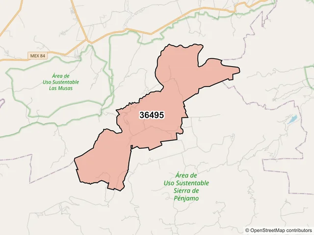 Mapa del código postal 36495, Manuel Doblado, Guanajuato
